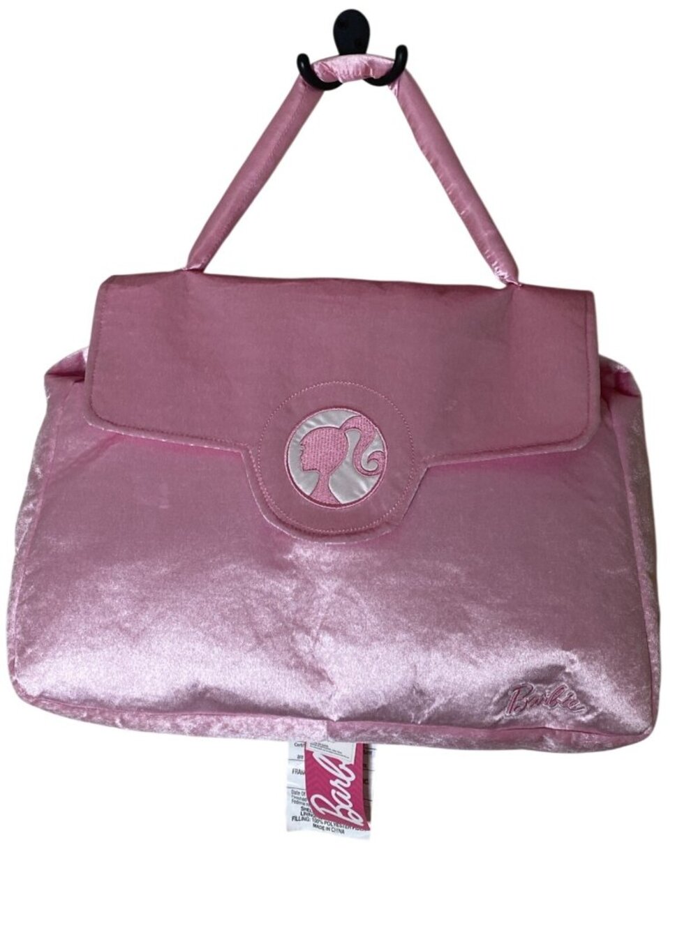 Barbie Pink Velvet Purse Pillow 14x14 Plush Handbag Cuddle Decor Mattel NWT